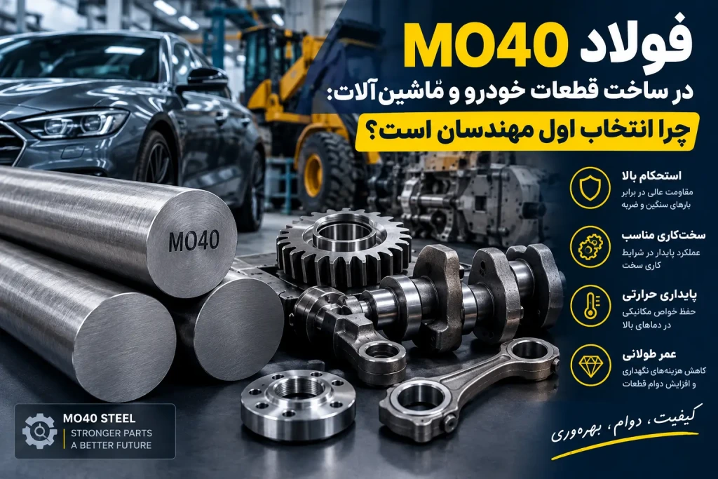 فولاد MO40 در ساخت قطعات خودرو و ماشین‌آلات: چرا انتخاب اول مهندسان است